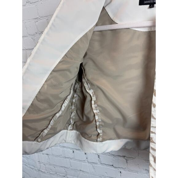 LAFAYETTE 148 NEW YORK beige ivory open front 3/4 sleeve short blazer jacket S - Picture 4 of 7